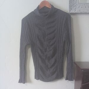 Charcoal Ribbed Turtleneck Sweater